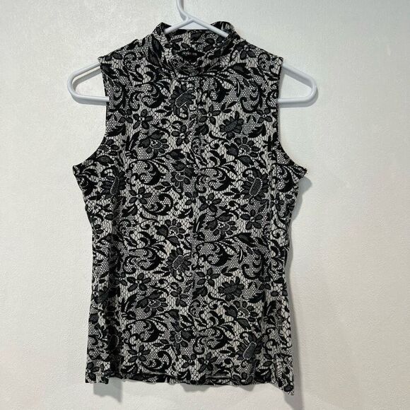 Style &โCo Black Lace Print Sleeveless Top โ Size M - Picture 2 of 4